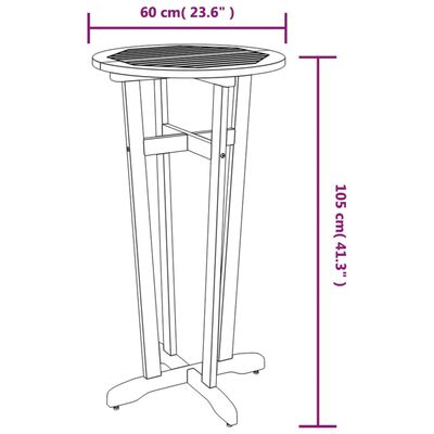 vidaXL ガーデンバーテーブル 直径60x105 cm アカシア無垢材