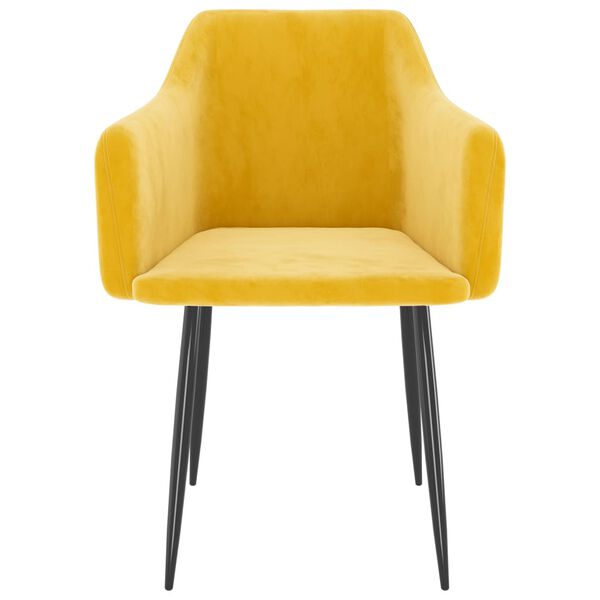 vidaXL ダイニングチェア 2点 マスタードイエロー ベルベット製