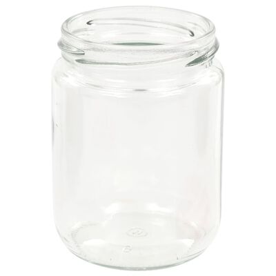 vidaXL ジャム瓶 ホワイト＆レッドふた付き 48点 ガラス 230ml