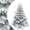 vidaXL 人工のヒンジ付きクリスマスツリー 雪のフロック スタンド付き ホワイト 150 cm PVC、PE、スチール