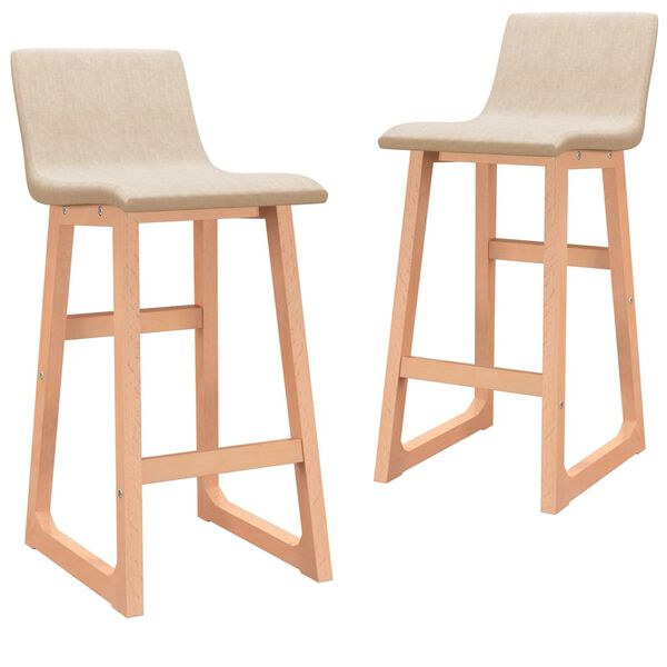 vidaXL バースツール 2点 クリーム 布製