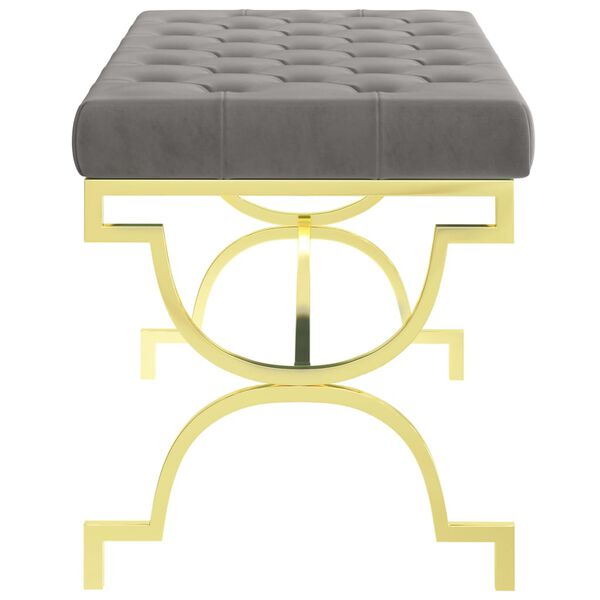 vidaXL ベンチ 99cm グレー ベルベット＆ステンレススチール製