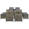 vidaXL 屋外ダイニング9点セット クッション付き ポリラタン製 グレー