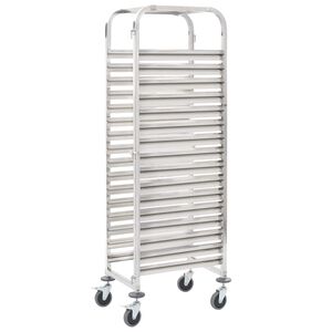 vidaXL トレイ16枚用 キッチントロリー 38x55x163cm ステンレススチール製
