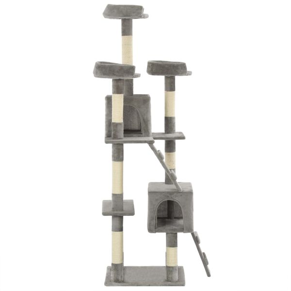 vidaXL キャットタワー サイザル麻製 爪とぎポール付き 170cm グレー