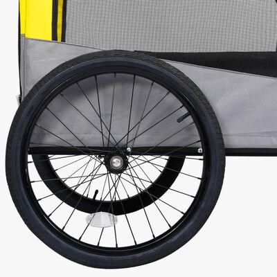 vidaXL 2-in-1 ペット用自転車トレーラー＆ジョギングベビーカー イエロー＆グレー