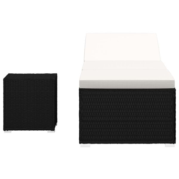 vidaXL サンラウンジャー クッション＆ティーテーブル付き ポリラタン製 クリームホワイト