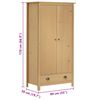 vidaXL 2ドア 洋服ダンス 89x50x170cm パイン無垢材