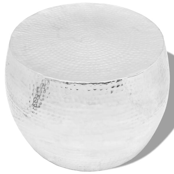 vidaXL コーヒーテーブル 丸型 アルミ製 シルバー