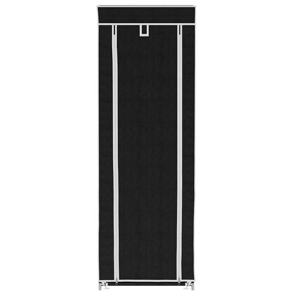 vidaXL シューズキャビネット 布製 カバー付き 57x29x162cm ブラック