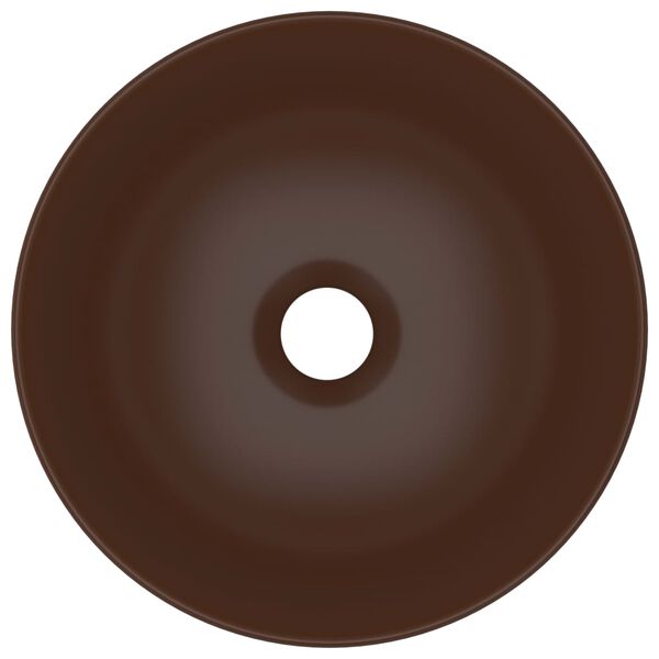vidaXL バスルーム用 洗面ボウル セラミック製 ダークブラウン 丸型