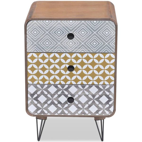 vidaXL サイドキャビネット 引き出し3段付き ブラウン