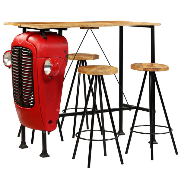 vidaXL バー5点セット マンゴーウッド 無垢材 120x60x107cm