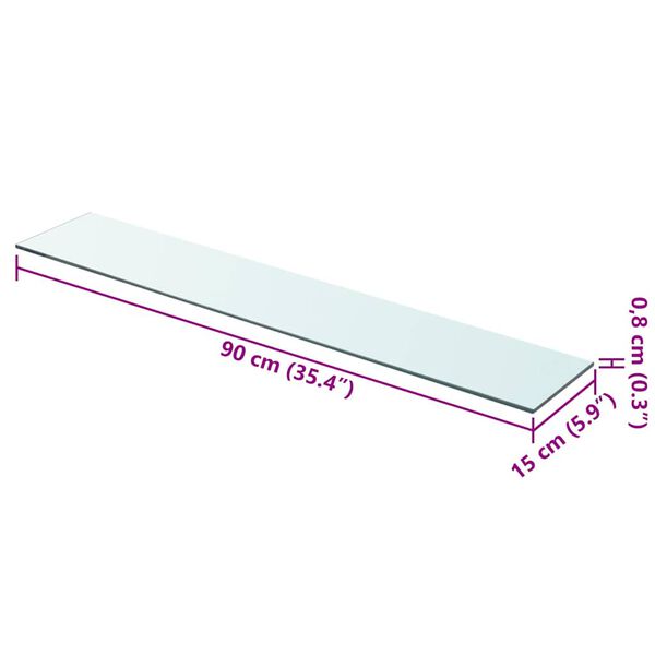 vidaXL 棚板 ガラス製 透明 90x15cm