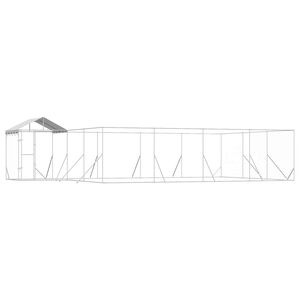 vidaXL 屋外犬小屋 屋根付き シルバー 10x6x2.5 m 亜鉛メッキ鋼製