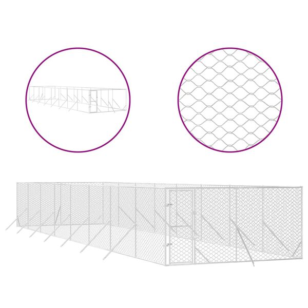 vidaXL 屋外用犬小屋 シルバー 4x16x2m 亜鉛メッキ鋼製