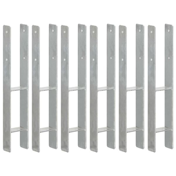 vidaXL フェンスアンカー 6点 シルバー 9x6x60cm 亜鉛メッキ鋼製