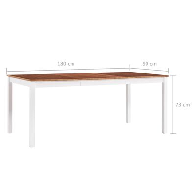 vidaXL ダイニングテーブル ホワイト＆ブラウン 180x90x73cm パイン無垢材