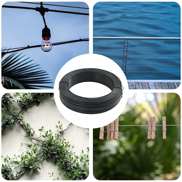 vidaXL フェンス結束ワイヤー 250m 0.9/1.4 mm スチール 炭黒色