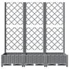 vidaXL ガーデンプランター トレリス付き ライトグレー 120x40x121.5 cm PP