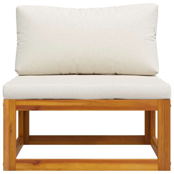 vidaXL ミドルソファセクション クリームホワイトクッション付き アカシア無垢材