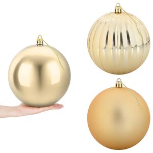 vidaXL クリスマスボールセット XXL 3 個 ゴールド 直径 25 cm プラスチック