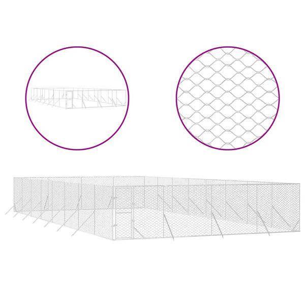 vidaXL 屋外用犬小屋 シルバー 8x16x2m 亜鉛メッキ鋼製