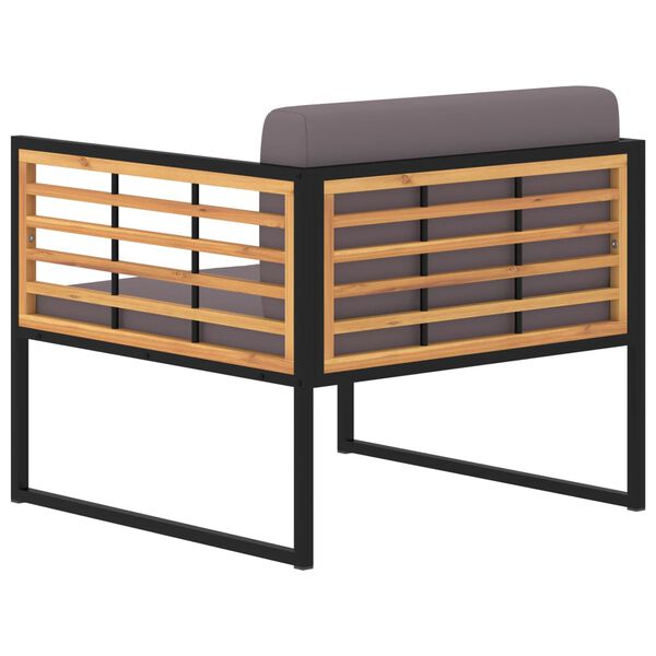 vidaXL ガーデンチェア 2点 クッション付き アカシア無垢材 ダークグレー