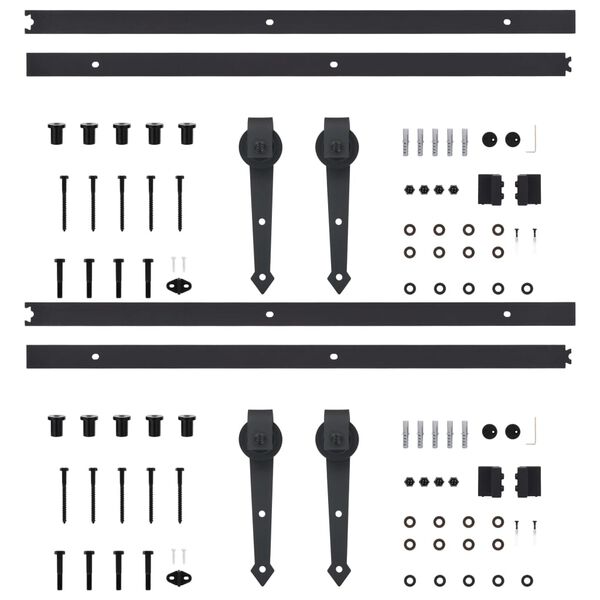 vidaXL  スライド式ドア 金具キット 2点セット 200cm スチール製 ブラック