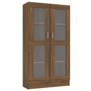vidaXL ガラスキャビネット ブラウンオーク 82.5x30.5x150 cm エンジニアリングウッド