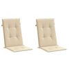 vidaXL ガーデンハイバックチェア クッション 2点 ベージュ 120x50x3 cm ファブリック