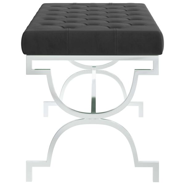 vidaXL ベンチ 99cm ブラック ベルベット＆ステンレススチール製