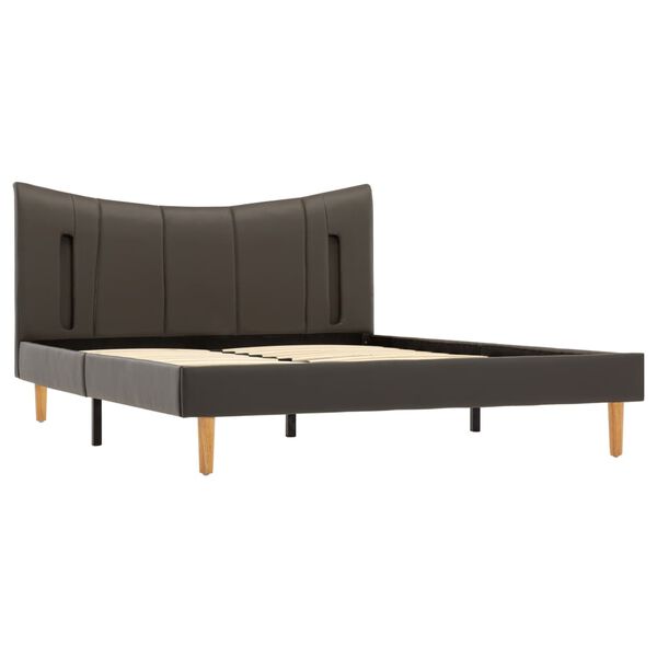 vidaXL ベッドフレーム LEDライト付き アントラシート 合成皮革製 120x200cm