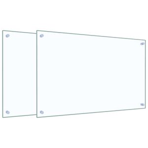 vidaXL キッチン用 汚れ防止板 2点 透明 80x50cm 強化ガラス製