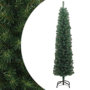 vidaXL スリム型 人工クリスマスツリー スタンド付き グリーン 180cm PVC製