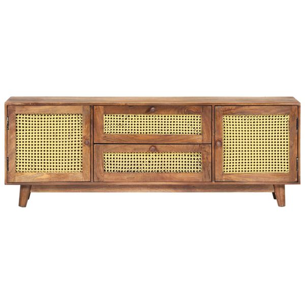 vidaXL TVキャビネット 124x29x45cm 無垢のマンゴーウッド