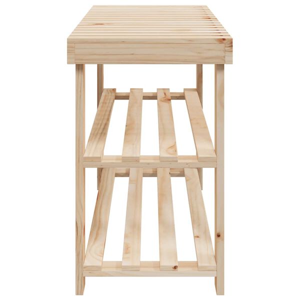 vidaXL 2-in-1 シューズラック ベンチ付き モミ無垢材