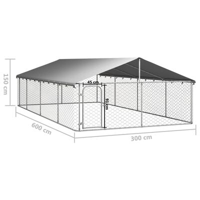 vidaXL 屋外用犬小屋 屋根付き 600x300x150cm