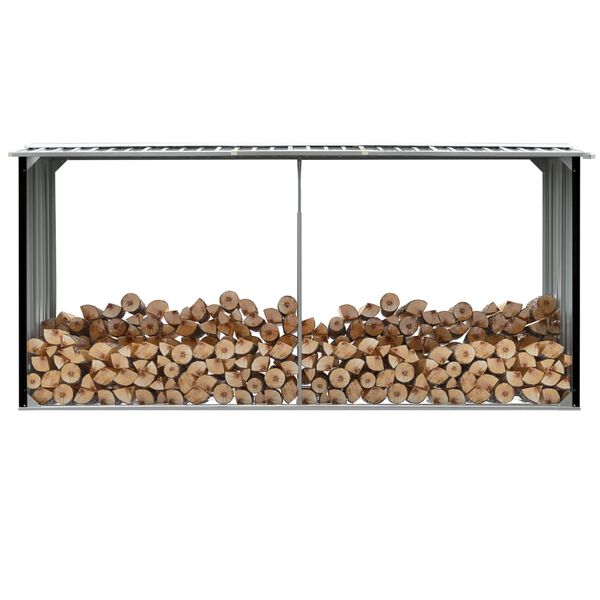 vidaXL ガーデン薪小屋 亜鉛メッキ鋼製 330x92x153cm アントラシート