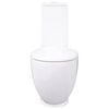 vidaXL お手洗い/バスルーム用 コーナートイレ 丸型 底水流式 陶器製 ホワイト