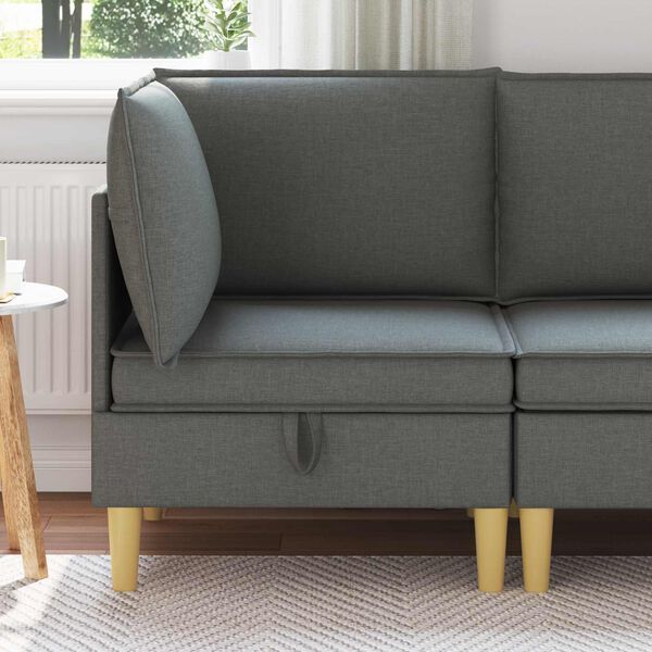 vidaXL 収納オットマン ダークグレー 全体的な寸法: 70 x 70 x 82 cm (幅 x 奥行き x 高さ) 布