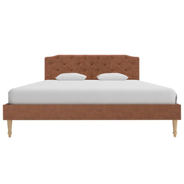 vidaXL ベッドフレーム ブラウン 布製 135x190cm