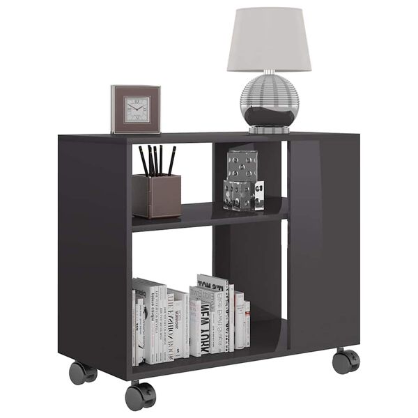 vidaXL サイドテーブル ハイグロスグレー 70x35x55cm エンジニアリングウッド