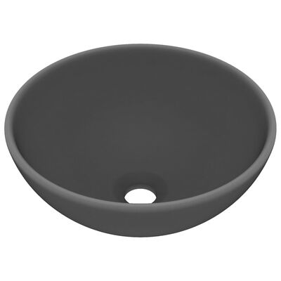 vidaXL バスルーム用 洗面器 丸型 マットダークグレー 32.5x14cm セラミック