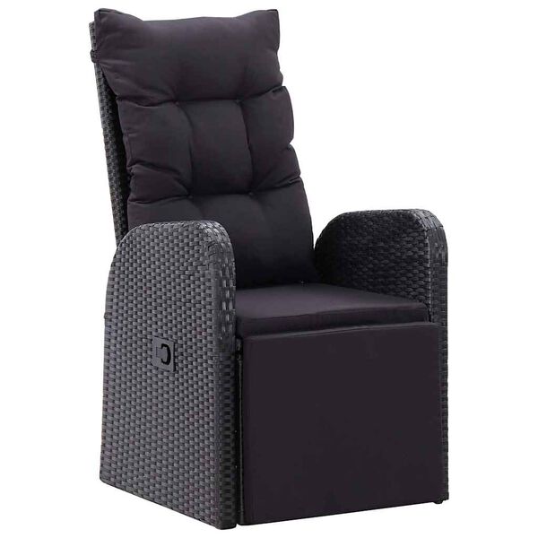 vidaXL アウトドアダイニングセット クッション付き 11 pcs ブラック ポリラタン