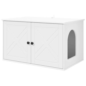 vidaXL キャットハウス ホワイト 85 x 55 x 50.5 cm エンジニアードウッド