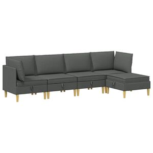 vidaXL リビングルーム家具セット クッション付き ストレージ付き 5 pcs ダークグレー ファブリック