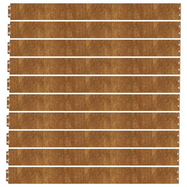 vidaXL 芝生用エッジング 10点 10x103 cm フレキシブル コールテンスチール