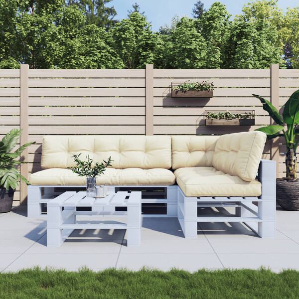 vidaXL パレットクッション 5点 クリーム ファブリック