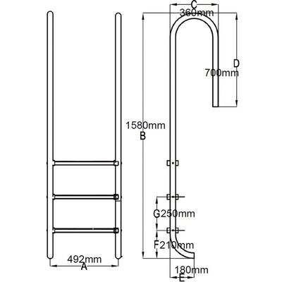 vidaXL プールはしご 3段 ステンレススチール304 120cm